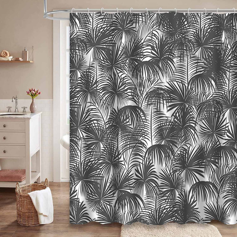 Rideau de douche monochrome à 12 crochets, L 72 po x l 84 po