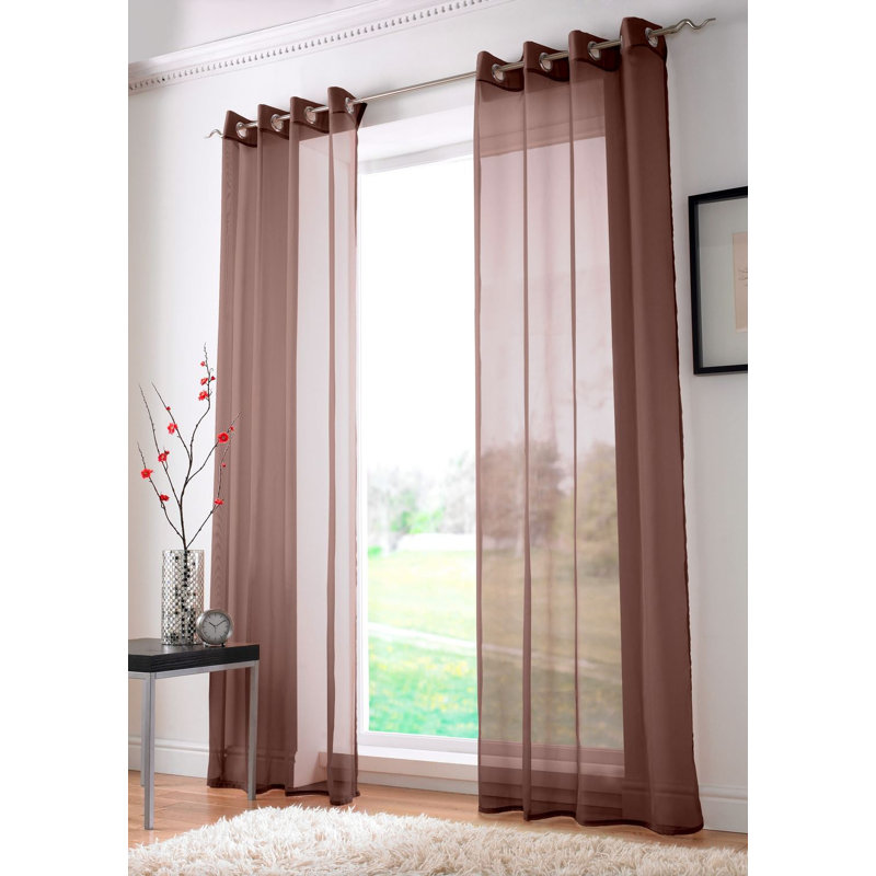 Jaxcen Sheer Curtain Single Panel, 149.86 W x 274.32 D cm, Chocolate