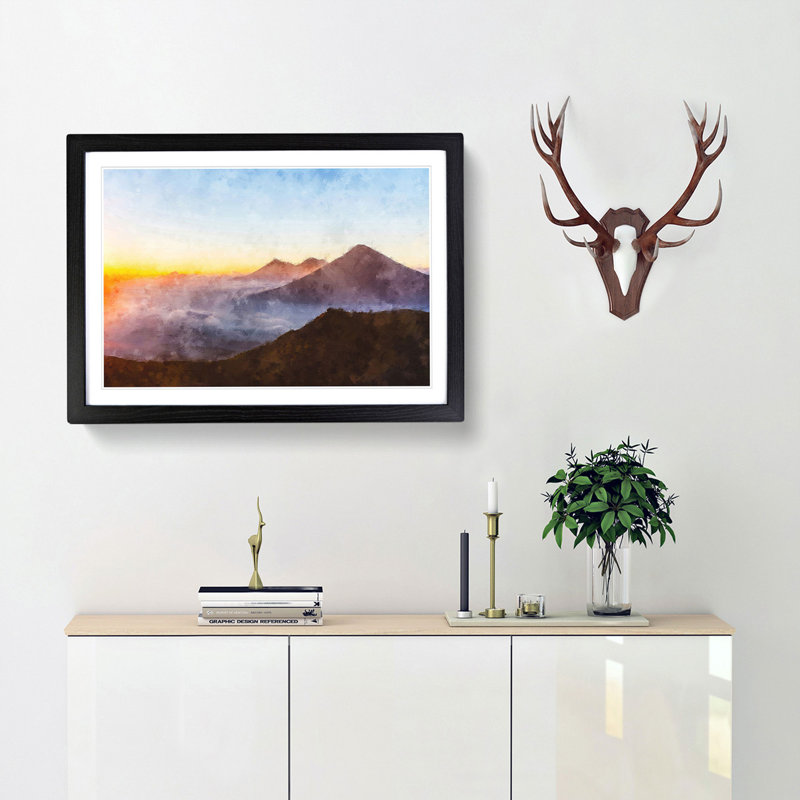 Over The Volcano In Guatemala - Single Picture Frame Print on MDF, Black, 45cm H x 63cm W x 2cm D