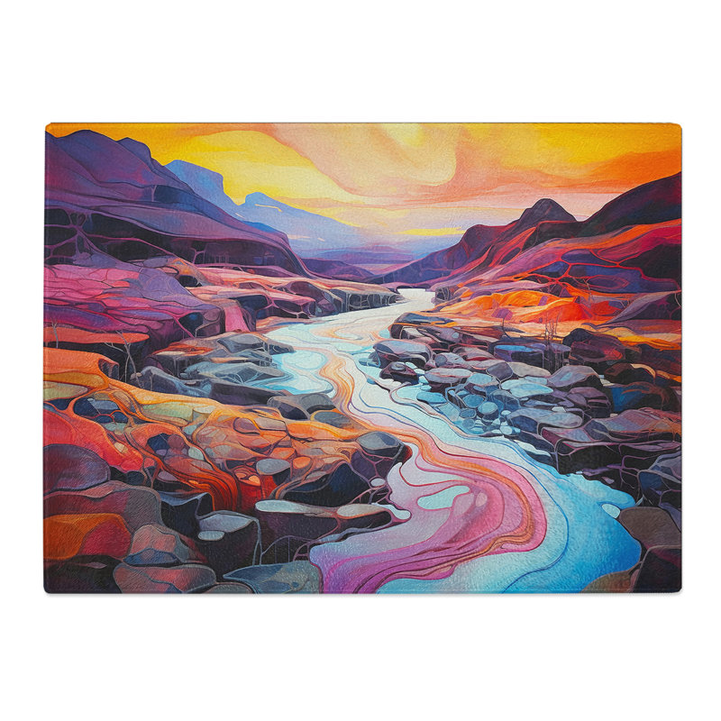 Stream Colour Field  Glass Chopping Board