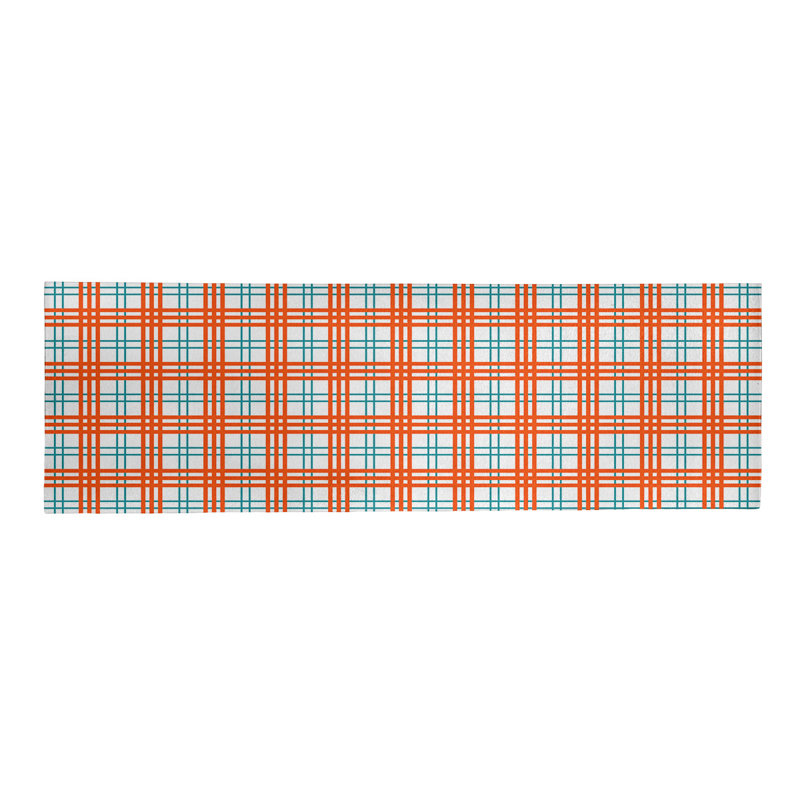 Tapis orange / blanc à carreaux, Tapis de couloir 2 pi 6 po x 8 pi