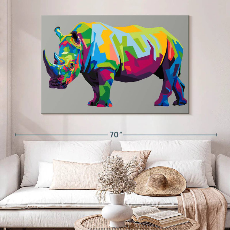 Pop rhinocéros, H 34 po x l 51 po