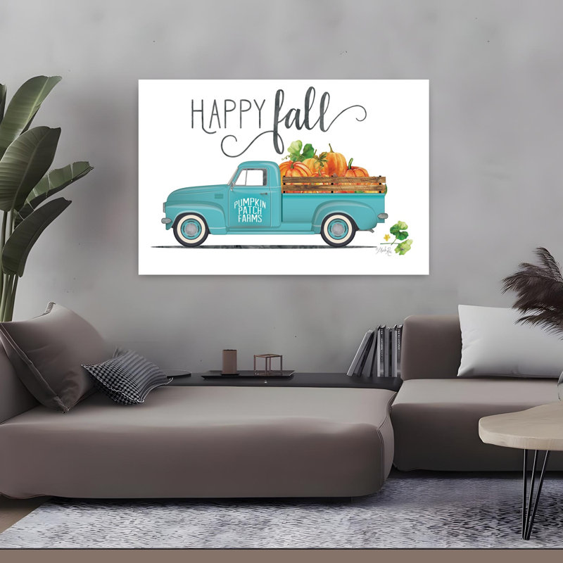 Happy Fall Vintage Truck, art contemporain, H 48 po x l 32 po