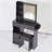 Small Size Left Drawer Desktop Vanity Table + Cushioned Stool, 2 AC+2 USB Power Station, Hair Dryer Bracket, Extra Large Touch Control Sliding LED Mirror, Tri-Color Switching, EPA,GCC,UL Certificate-106678272