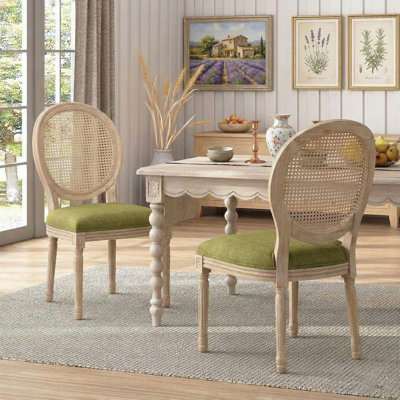 French Country Cane Dining Chairs Set