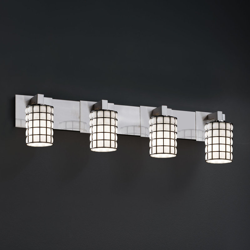 Eldersburg 4 - Light Vanity Light, Dark Bronze, Swirl with Clear Bubbles, Cylinder with Flat Rim