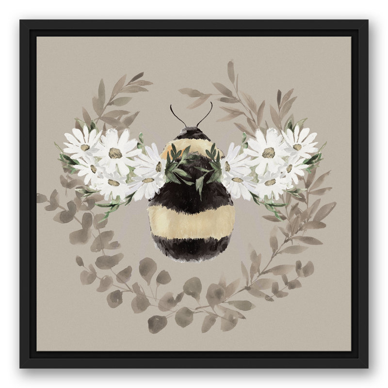 Bumble Bee Wreath - reproduction de cadre flottant sur toile, L 13,75 po x H 13,75 po