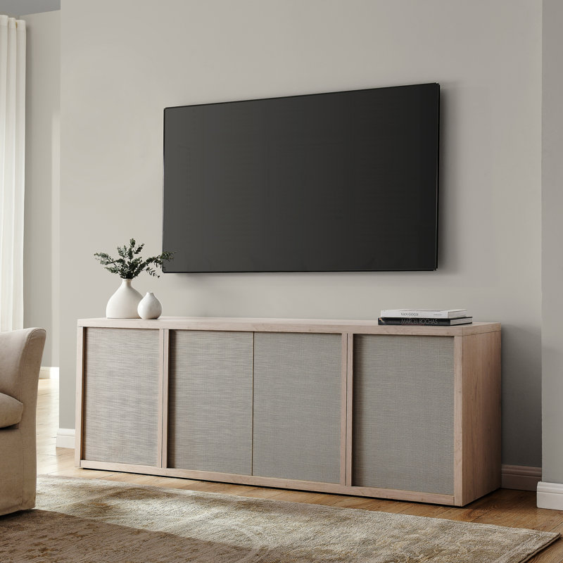 Kai Rectangular TV Stand for TV's up to 75" in Black Grain, Alder White