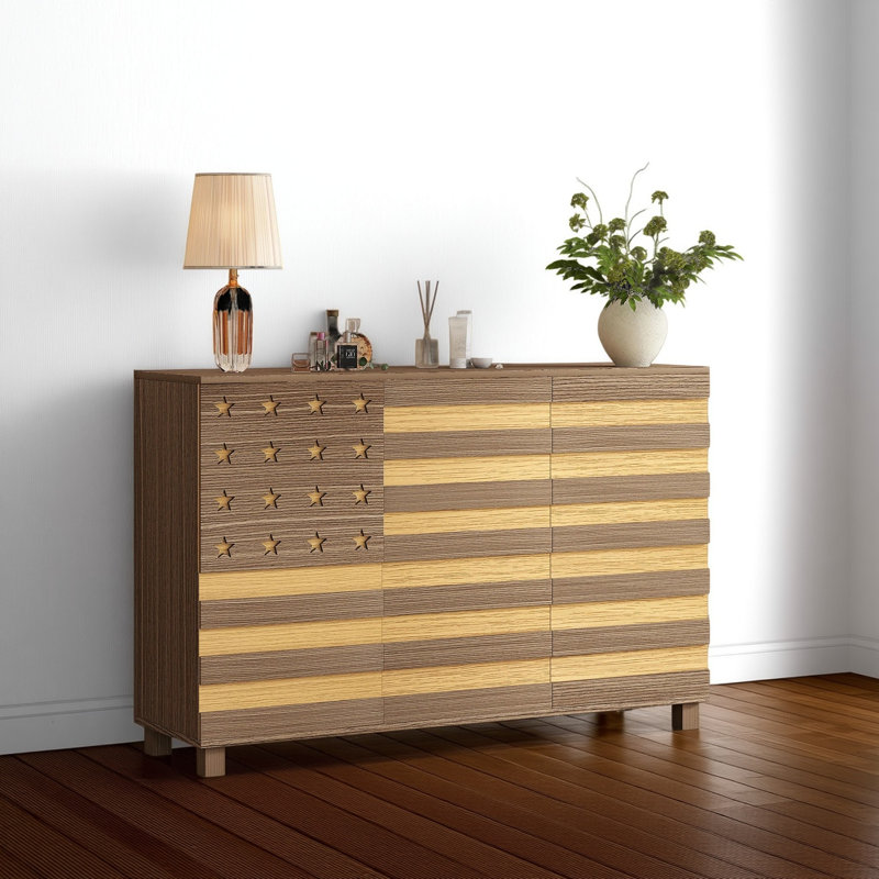 Buffet de 55 po avec tablettes réglables, Marron clair