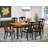 7 Piece Dining Table Set Consists of a Rectangle Dining Room Table with Butterfly Leaf and 6 Faux Leather Upholstered Chairs, Black & Cherry-124363498-124363499-132366098