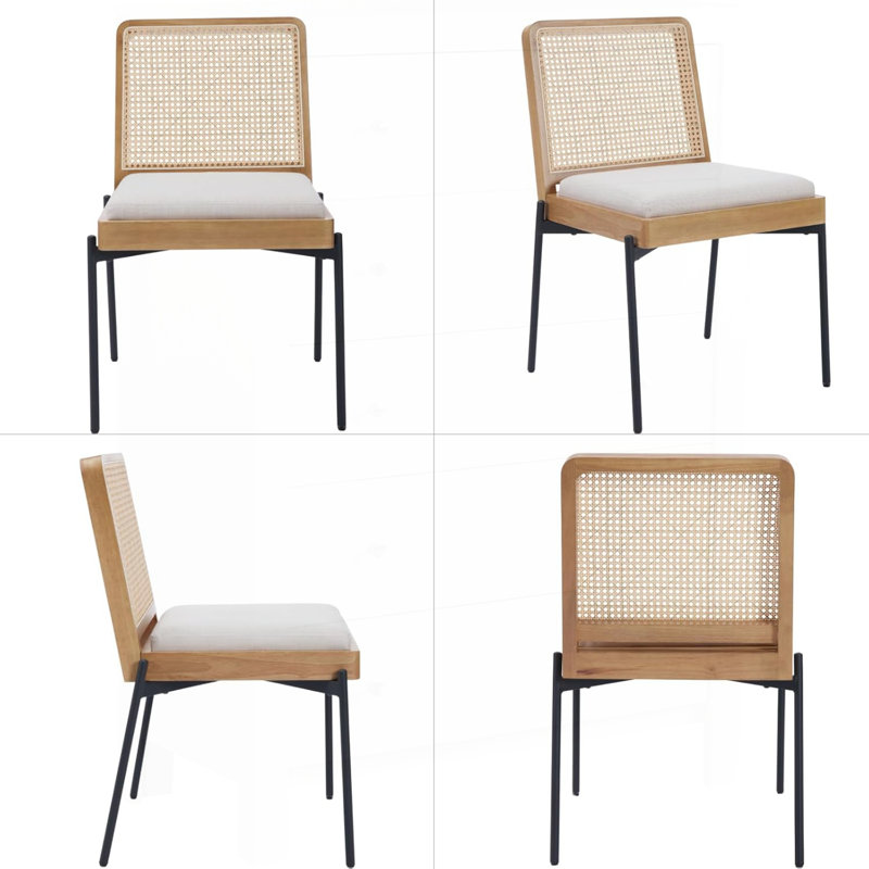 Counter Height Bar Stools Set of 2, Upholstered Linen with Metal Footrest and Frame for Kitchen and Dining Room