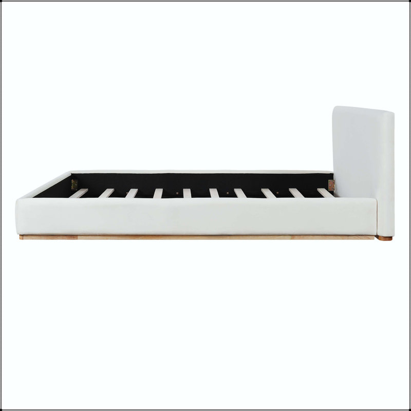 Lit tapissier élégant avec structure en bois massif, Très grand lit