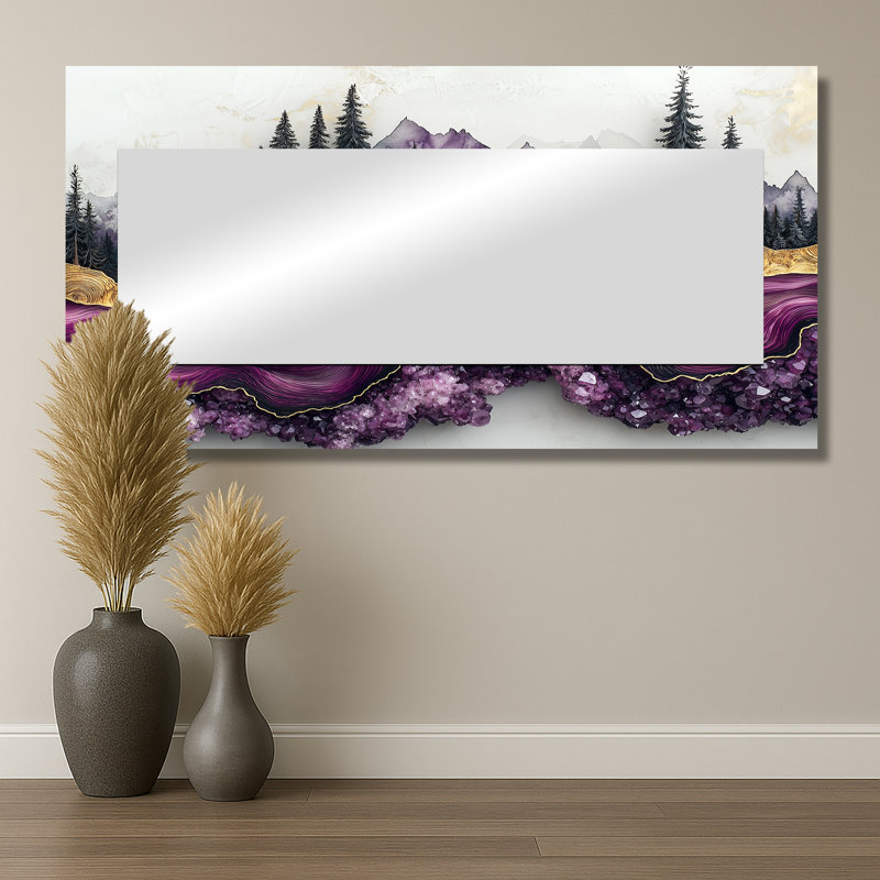 Forest River Of Amethyst Crystal I - Landscapes Decorative Mirror Wall Art - Printed On Metal, 28" x 55"