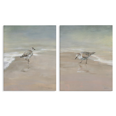 «Shorebirds on the Sand», ensemble de 2 toiles d'art mural, design par Danhui Nai