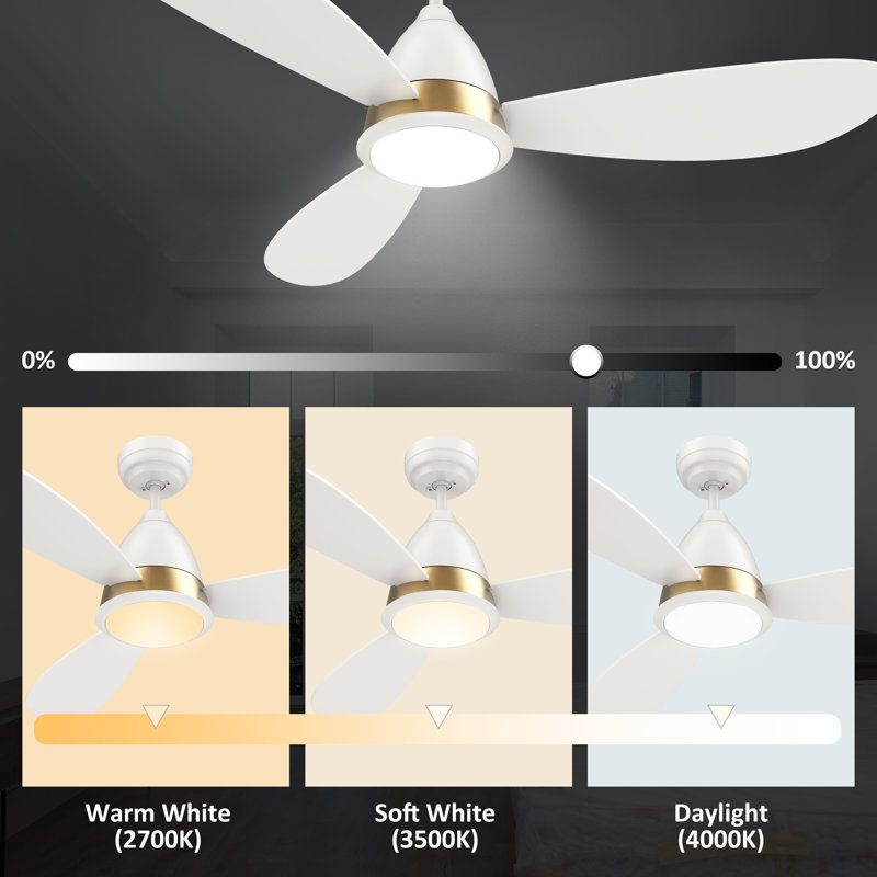 Elazar 52'' Ceiling Fan with LED Lights, White