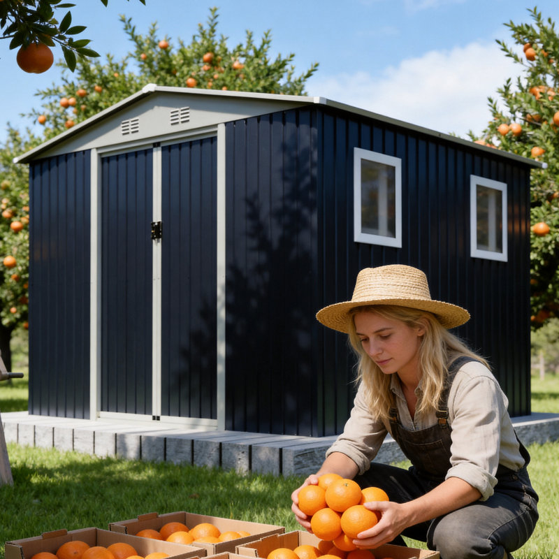 10x8 FT Large Outdoor Storage Shed with 4 Windows, Gray