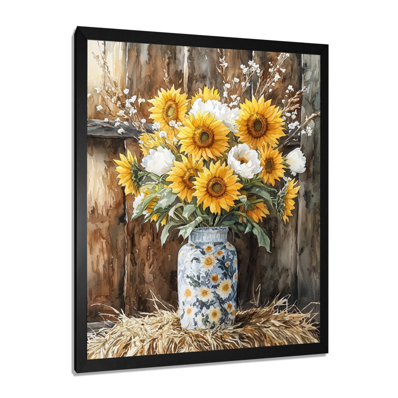 Dreeda - Floral Canvas Wall Art, Noir, H 20 po x l 12 po, Reproduction encadrée d'une seule photo
