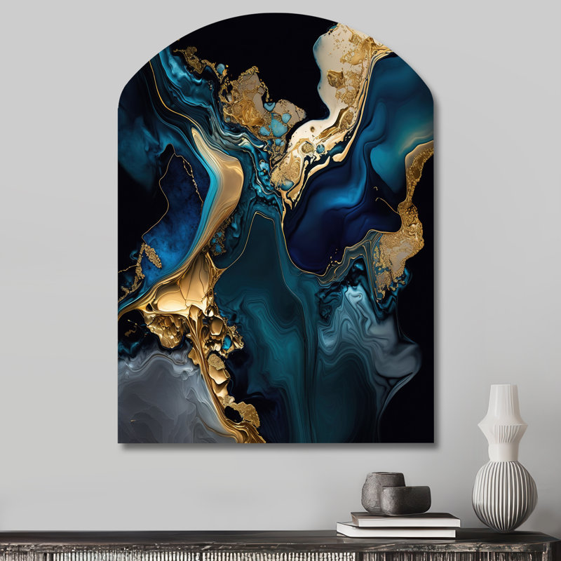 «Abstract Geode Marble Blue IV», art mural en forme de marbre abstrait en forme de sculpture murale