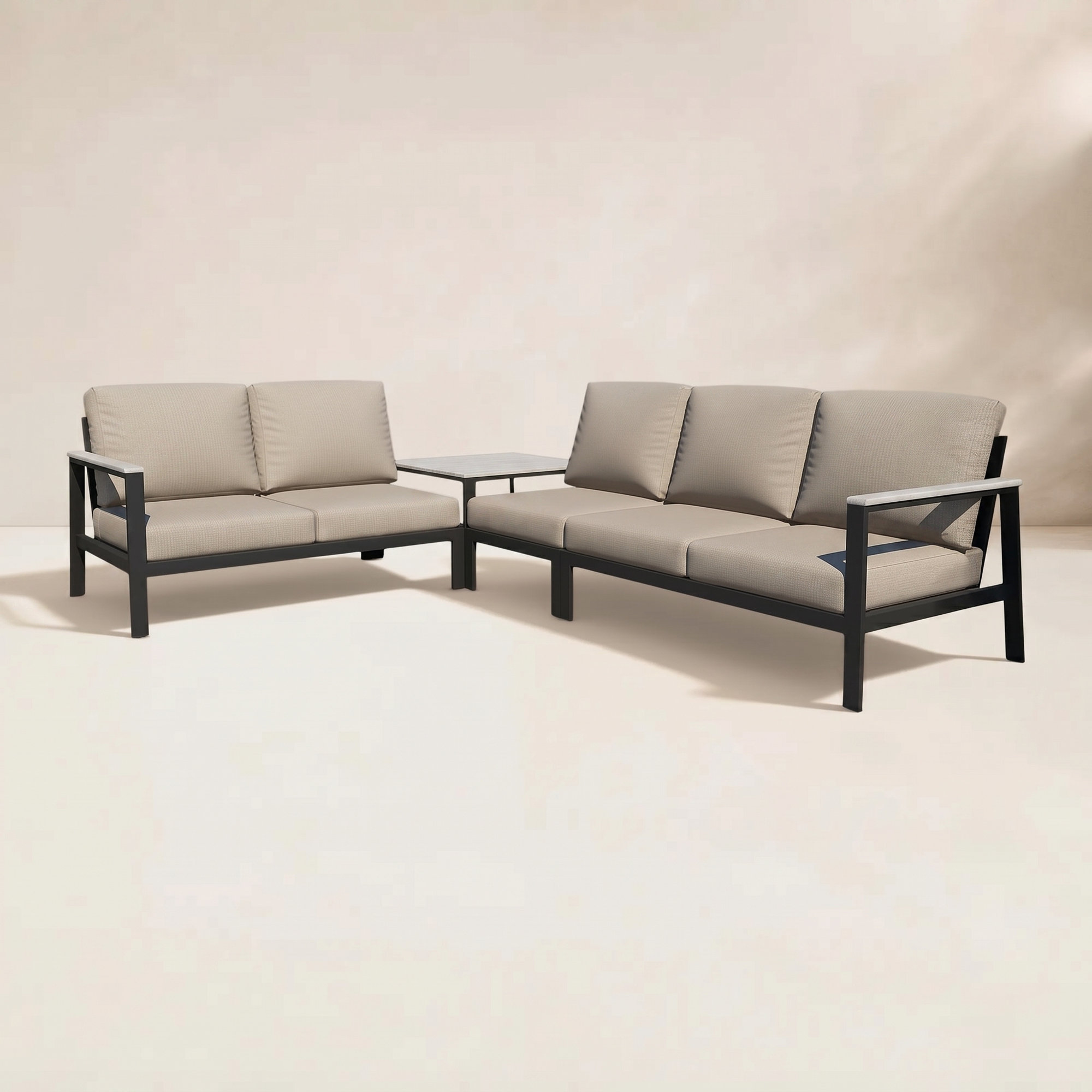 Townsend Outdoor 5 Person Sectional Seating Group With Sunbrella Cushions, Cast Silver Sunbrella®