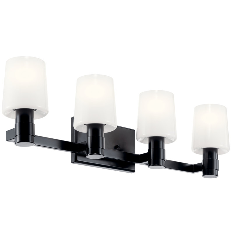 Éclairage de salle de bain 4 lumières à intensité variable Keison, Noir
