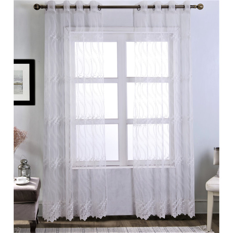 Panneau de rideau transparent avec œillets Hartje Emb Floral, L 52 po x L 95 po