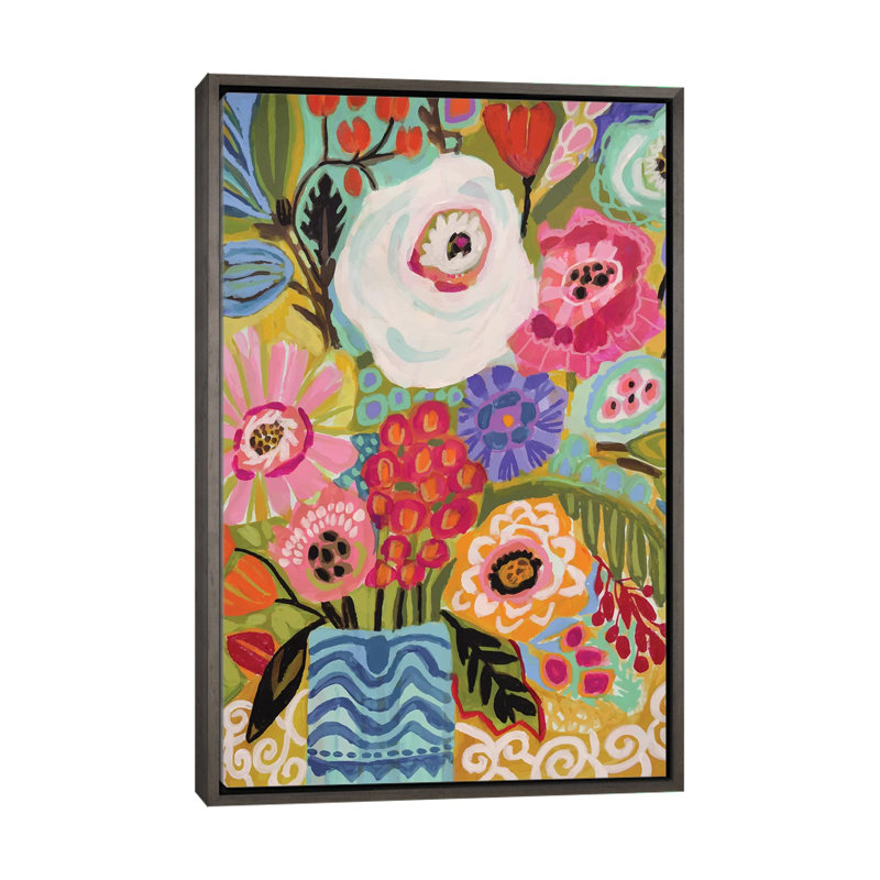 Fleurs fraîches dans un vase II par Karen Fields - reproduction d'art, Pas de tapis, H 60 po x l 40po x P 1,5 po