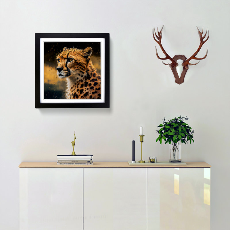 Cheetah Post-Impressionism No.1 - Framed Print, Black