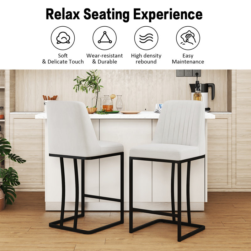 Irvona 24.8'' Counter Stool, White Velvet
