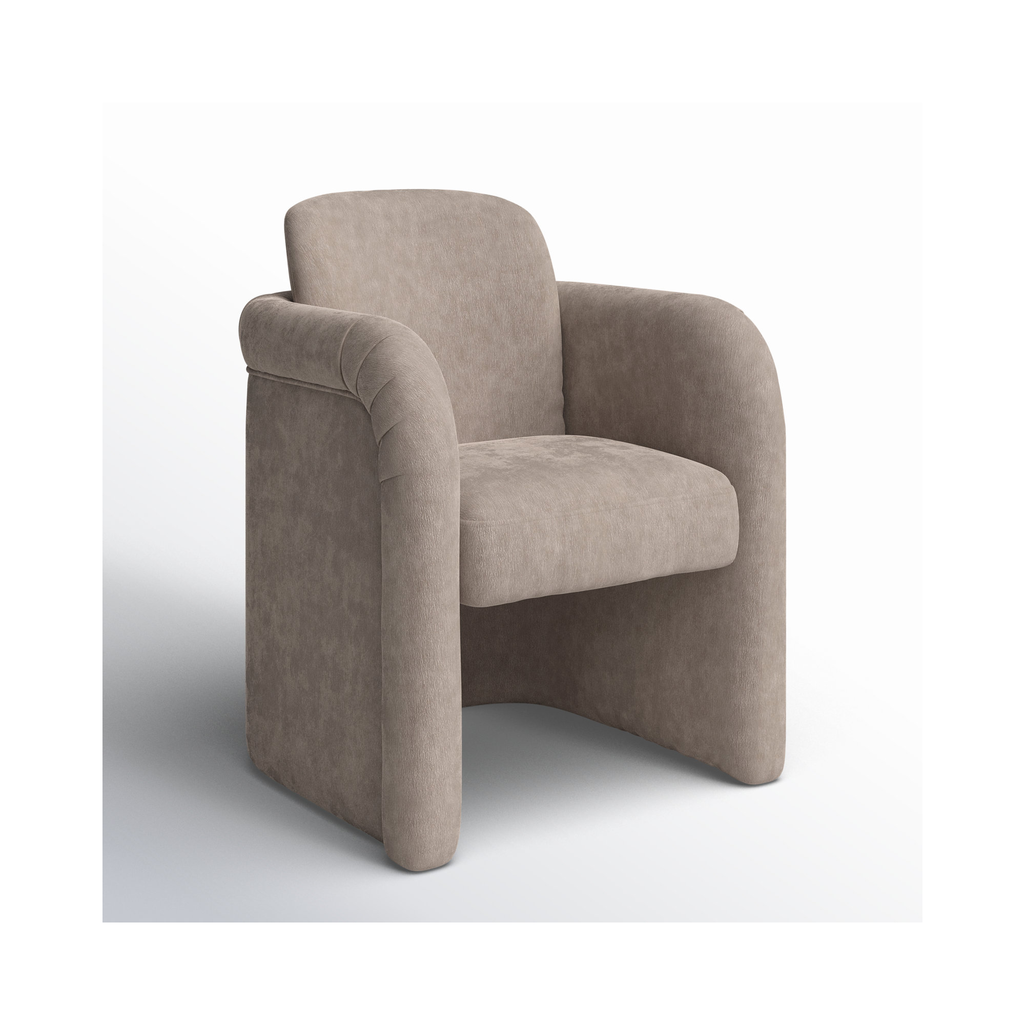Becca Rolling Dining Arm Chair, Light Beige Performance Chenille