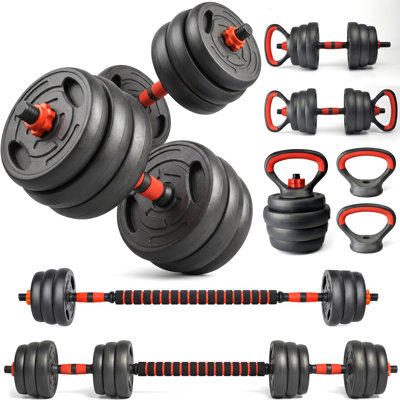 Ensemble d'haltères réglables de 66 lb, ensemble de haltères convertibles 4-en-1 et de kettlebell avec supports à pousser, ensemble de poids pour salle de sport compacte