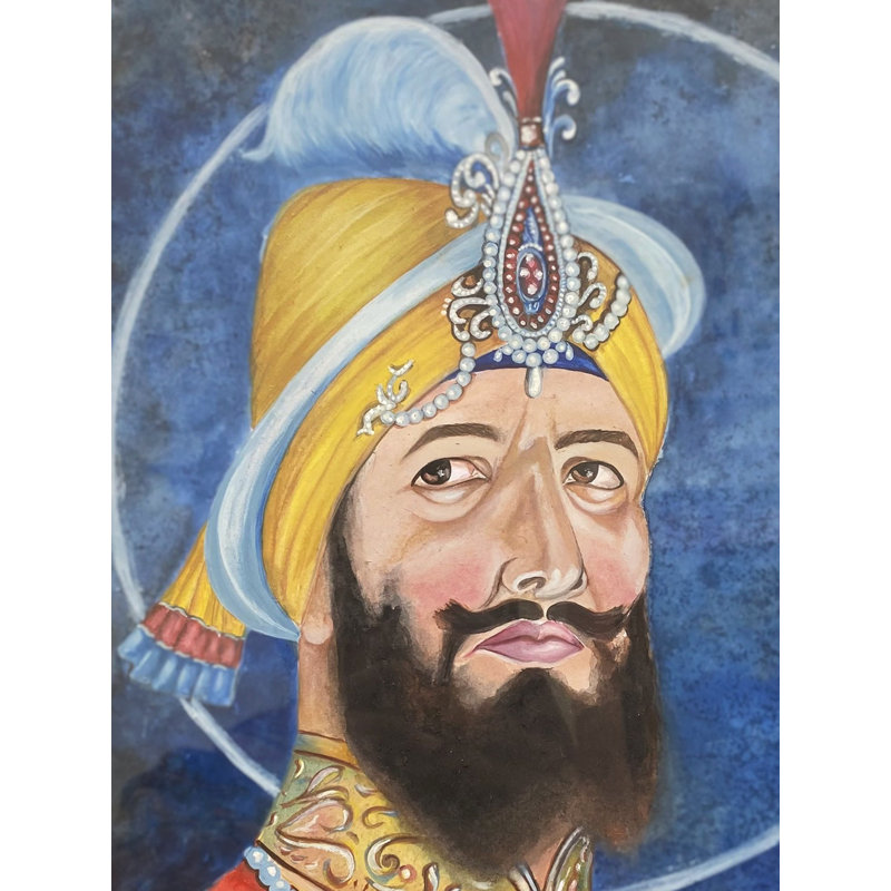 Gourou Gobind Singh Ji | Aquarelle sur feuille | Avec cadre | Par Jashanpreet Kaur