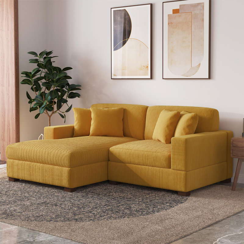 Milbrey Modular Corner Sofa, Orange, Left Hand Facing
