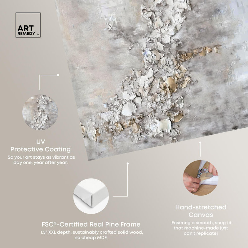 Elegant Gold and Gray Abstract Canvas Art, 15" x 10"