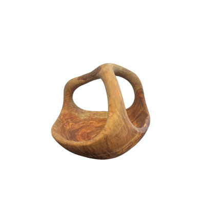 Bowl w/Handle Natural Wood