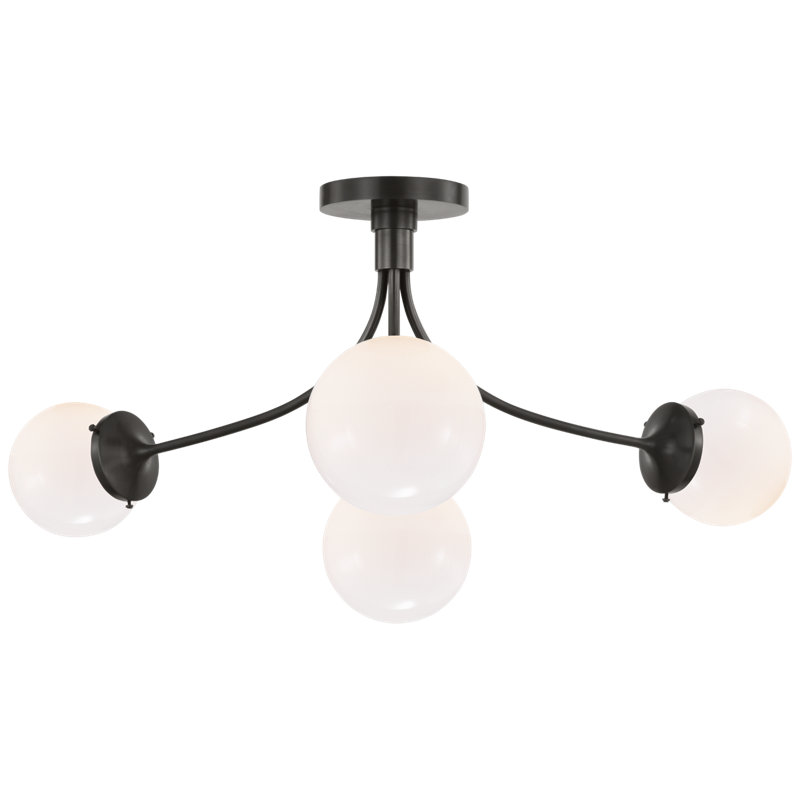 Prescott 4 - Light Semi Flush Mount, Polished Nickel, White