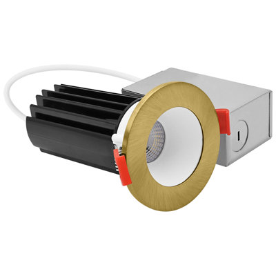 LUXRITE 2 In. LED Recessed Light, Deep Regressed Canless Light, Round Brass Interchangeable Trim, 5CCT, 1000LM, 15W, CRI80, Dimmable