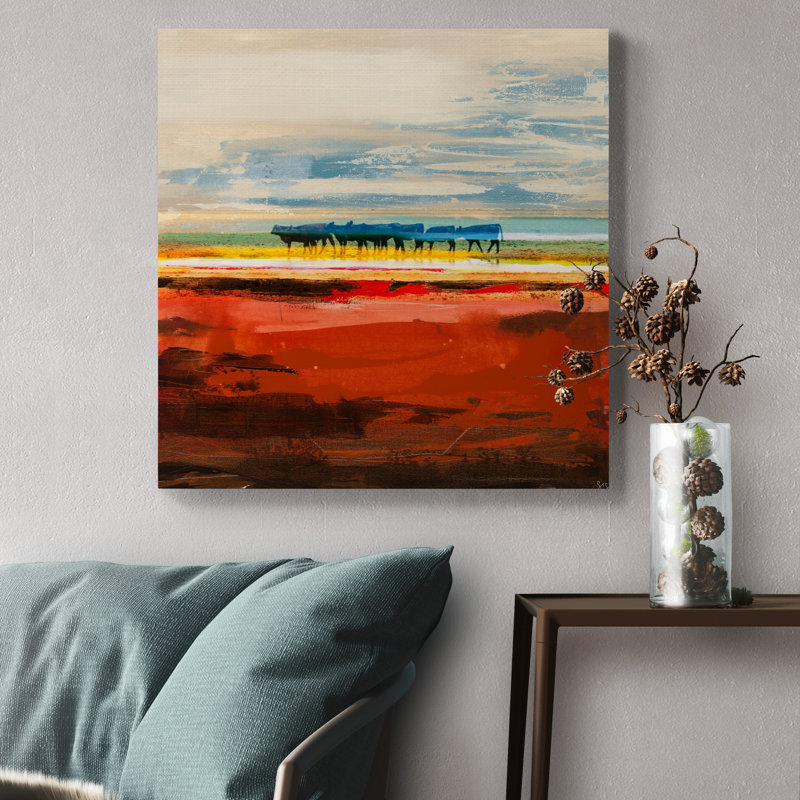« Texas Cattle »-reproduction sur toile tendue, H 40 po x l 40 po x P 1 po