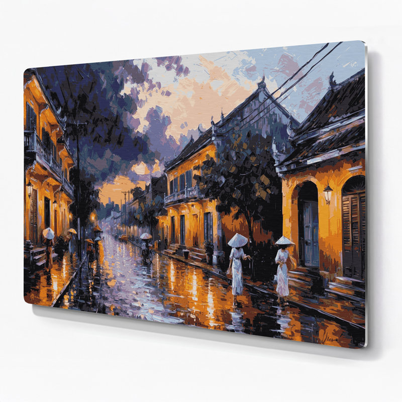 Villes, Hanoi, Vietnam, art mural en métal mauve, H 8 po x l 10 po