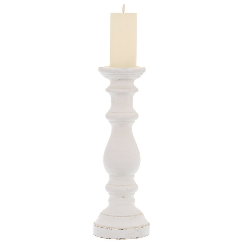 Concrete / Cement Tabletop Candlestick, White, 45cm H x 16cm W x 16cm D