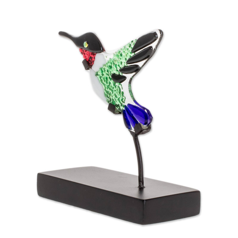 Colibri et sculpture sur verre Holweg