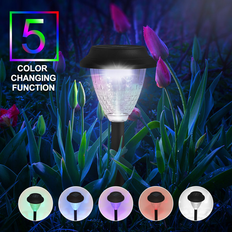 Crystal Solar Pathway Lights 8-Pack - White + Colorful Light