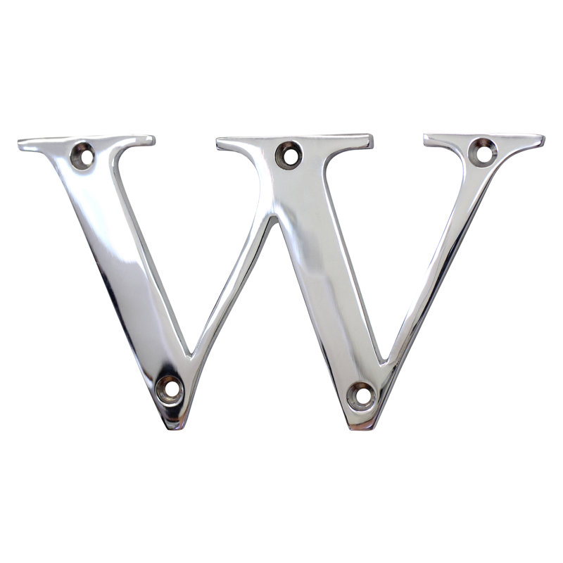 Lettre de montage en laiton 3 po H, Chrome poli, W