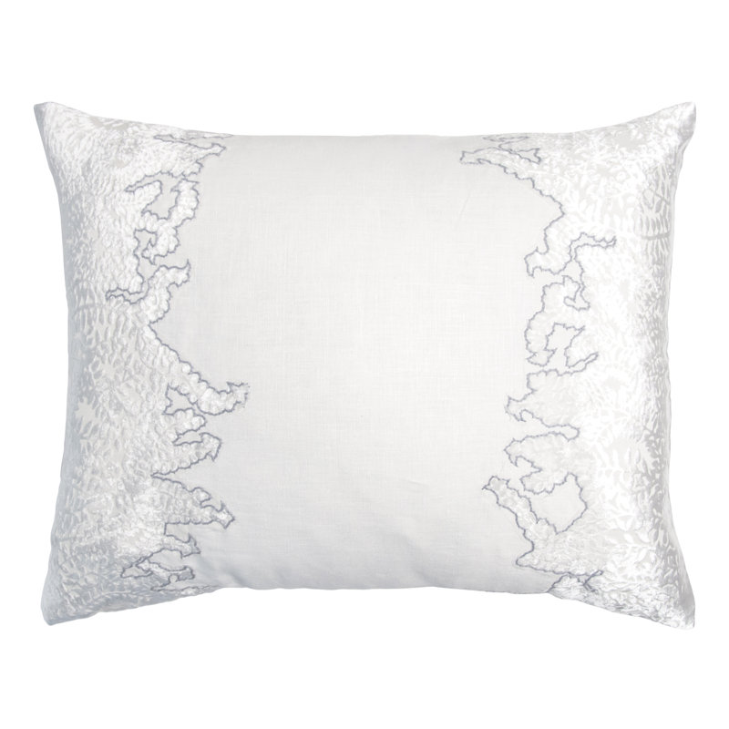 Ferns Floral Linen Throw Pillow, White Gray, Rectangle 16"H x 20" W