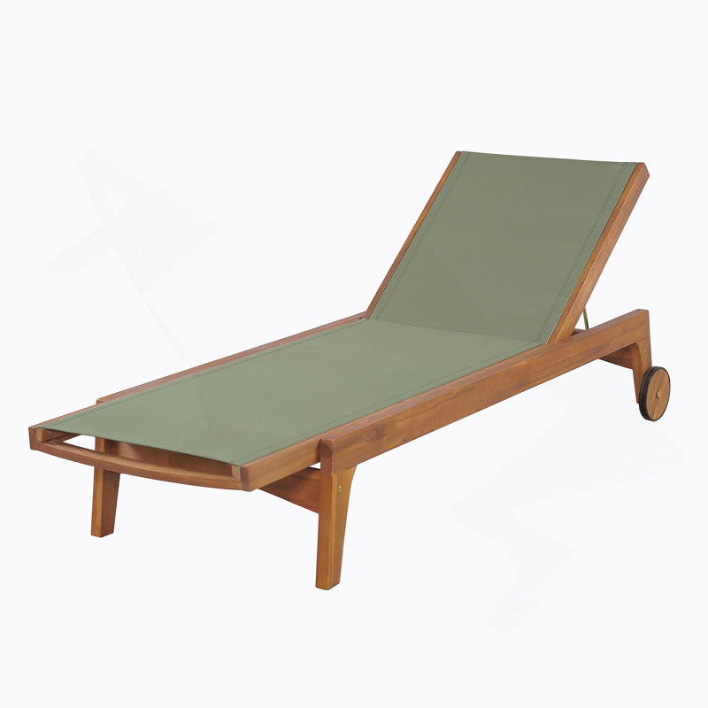 Chaise longue d'extérieur à structure en bois, Vert
