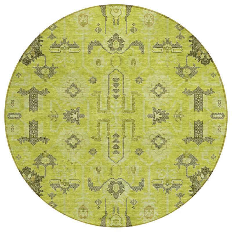 Killingly Washable Oriental Indoor / Outdoor Rug, Round 8'