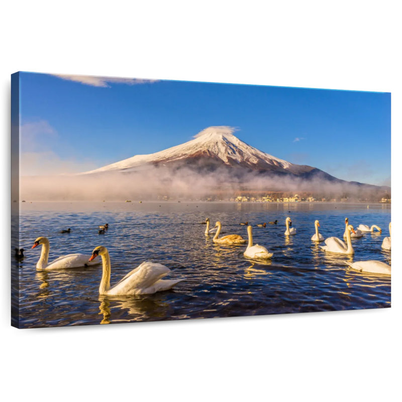 Cygnes d'Alvord près du mont Fuji, H 20 po x l 30 po