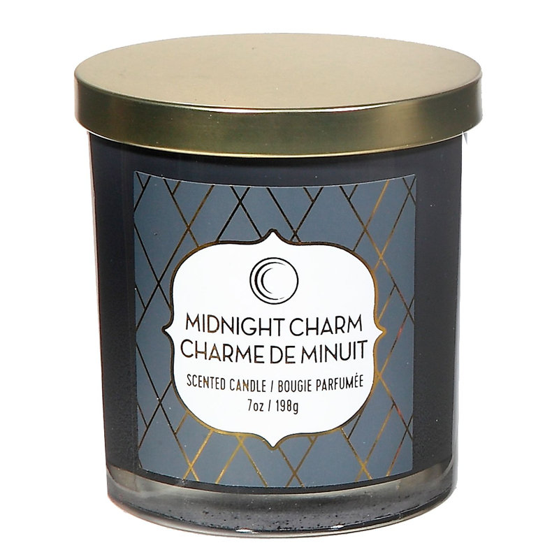 Midnight Charm Scented Jar Candle with Glass Holder