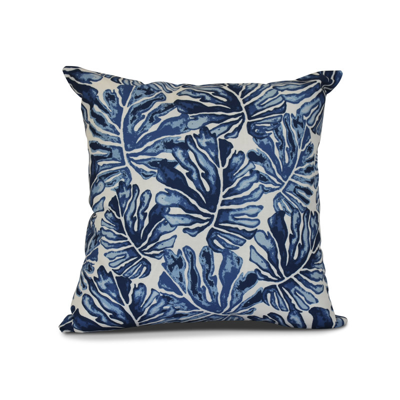 Housse et insert de coussin d'extérieur carré tropical, H 20 po x l 20 po x P 3 po, Bleu