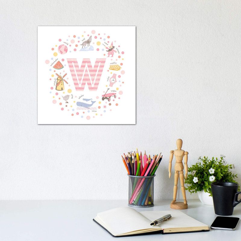 Lettre W - impression d'art graphique, Toile tendue, Pas de tapis, H 12 po x l 12 po x P 1,5 po