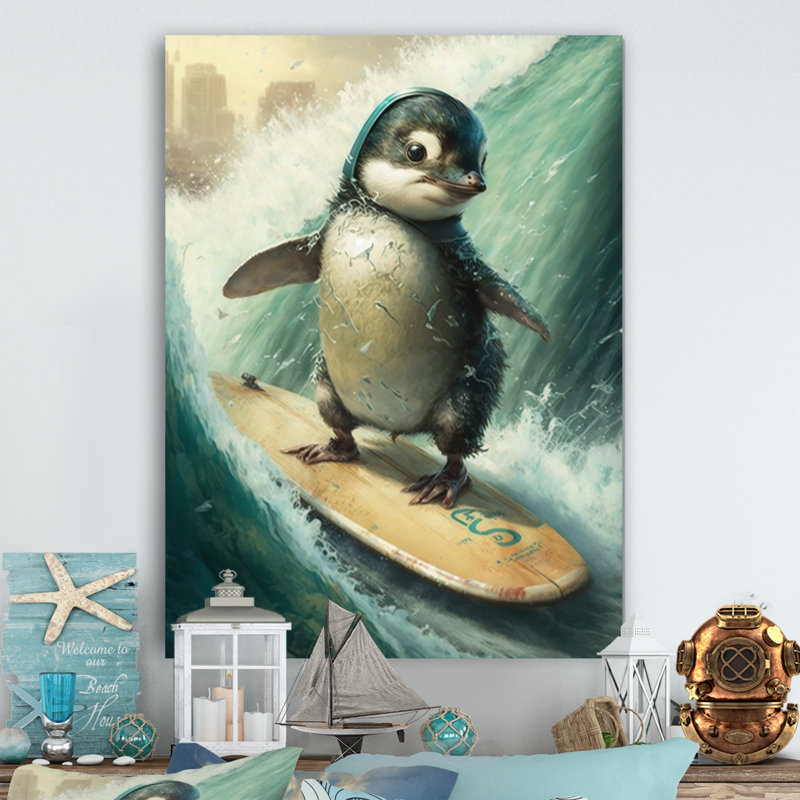 Décoration murale en métal Bird Surfing I - Animals, H 20 po x l 12 po x P 1 po
